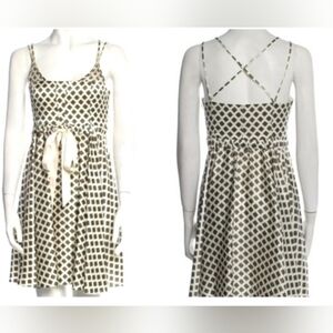 $420 CINQ À SEPT Silk Geometric Printed Mini Lined Slip Dress Size: XS